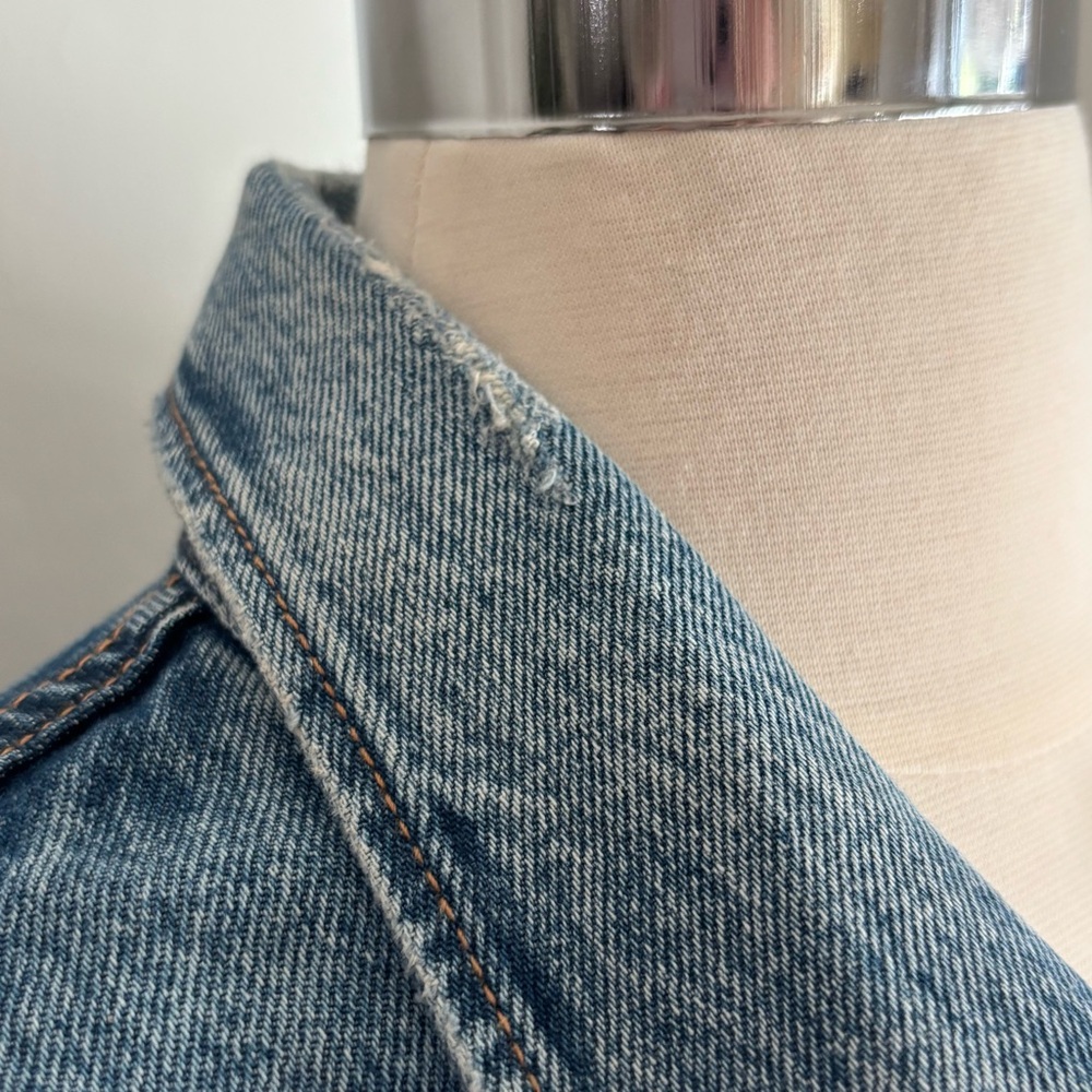 Zara Basic Blue Denim Jacket Button Front Medium … - image 4